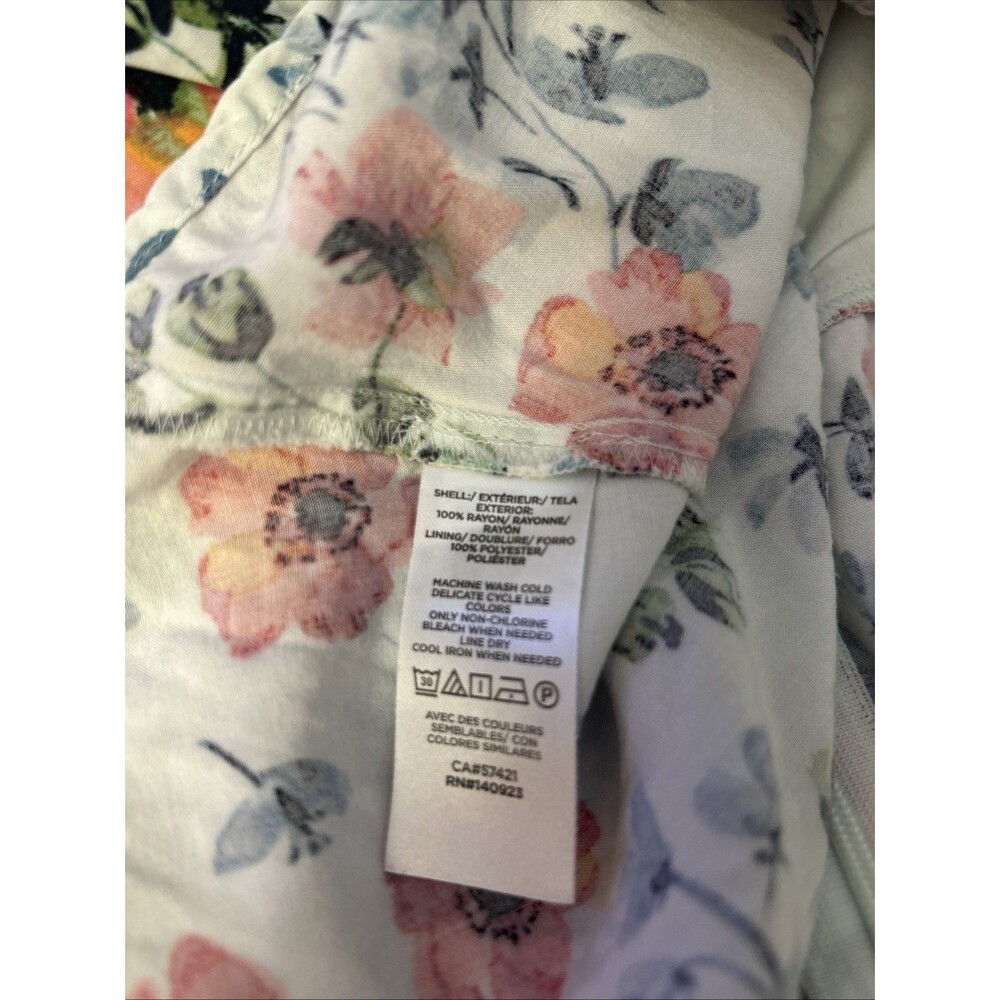LOFT Blue Breeze Floral Print Dress Tie Back Bell 3/4 Sleeve White Pink Size 12 - Picture 10 of 10